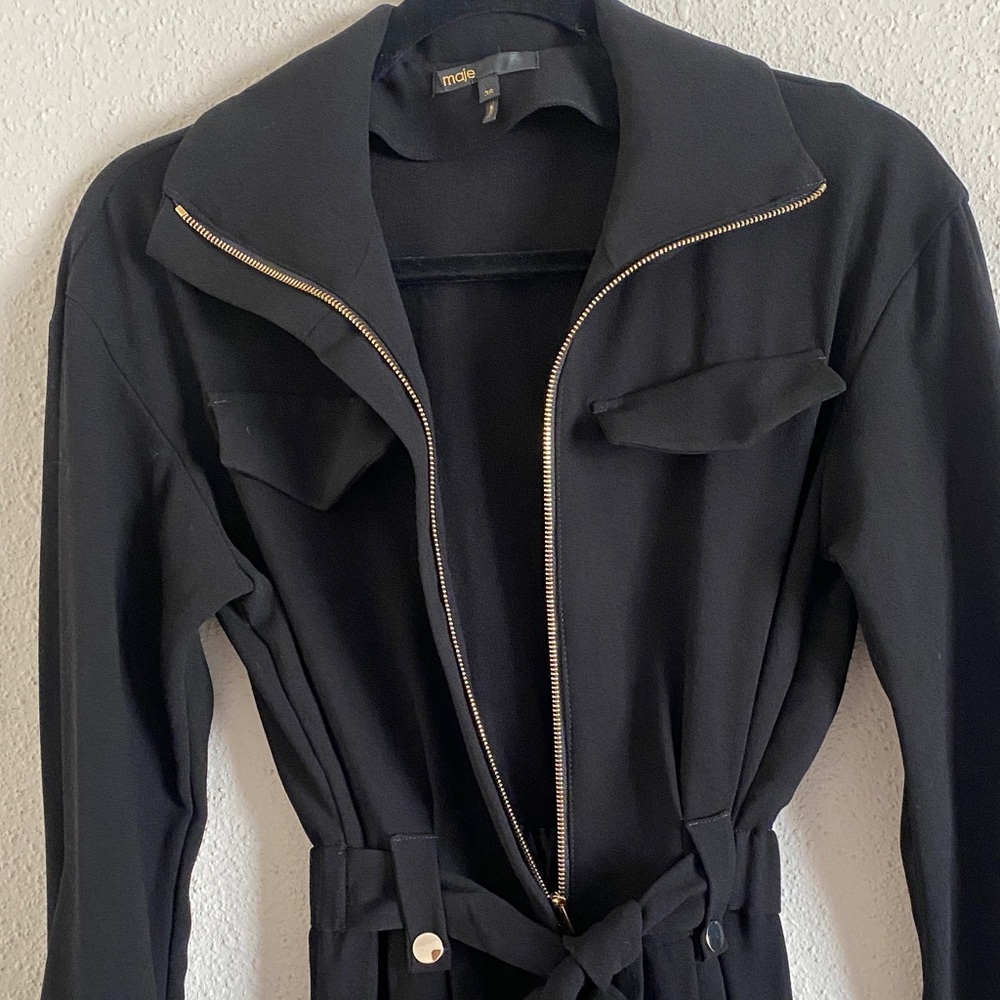 Maje Black Long Sleeve Jumper with Zipper - Picture 11 of 11